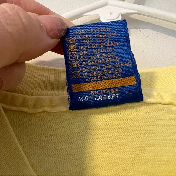 Vintage Ocean Pacific OP 1986 GONE FISHIN Single Stitch Yellow T Shirt XL - Picture 6 of 7